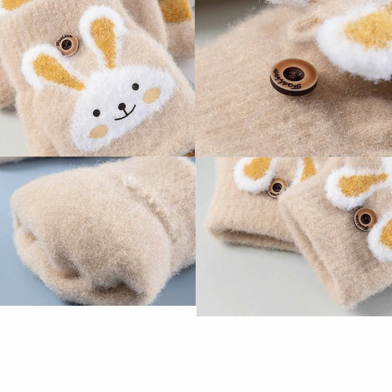 Children Five Finger Gloves Winter Boy Thickened Half Finger Mittens Girl Kid Knitted Mitten Winter New Cartoon Warm Flip Gloves winter gloves baby mittens
