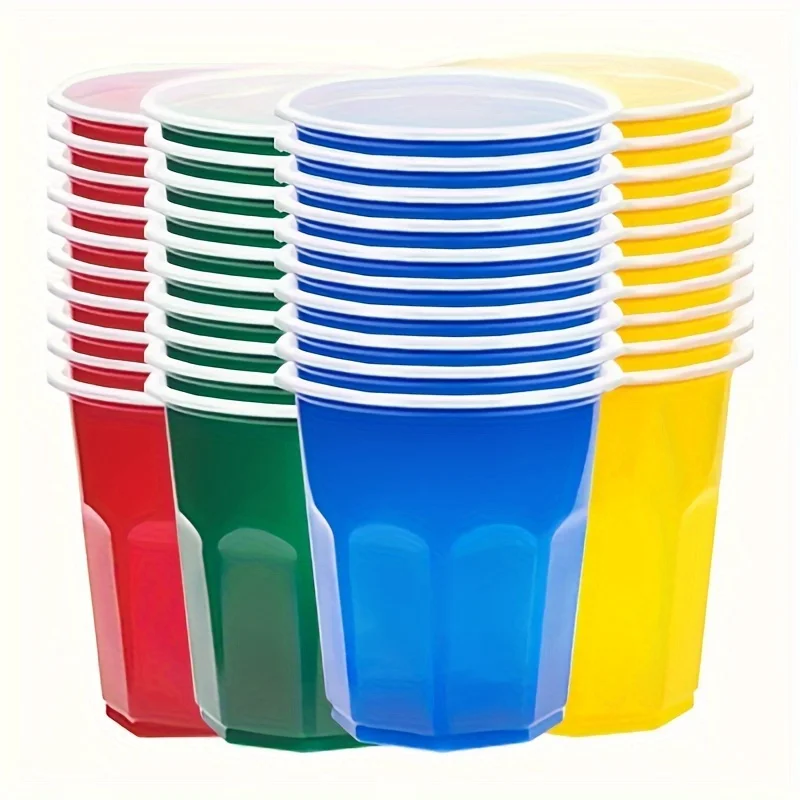 200ml Rainbow Colored Plastic Cups Sturdy Disposable Party Cups Multifunctional Beverage Cups 100pcs plastic cups