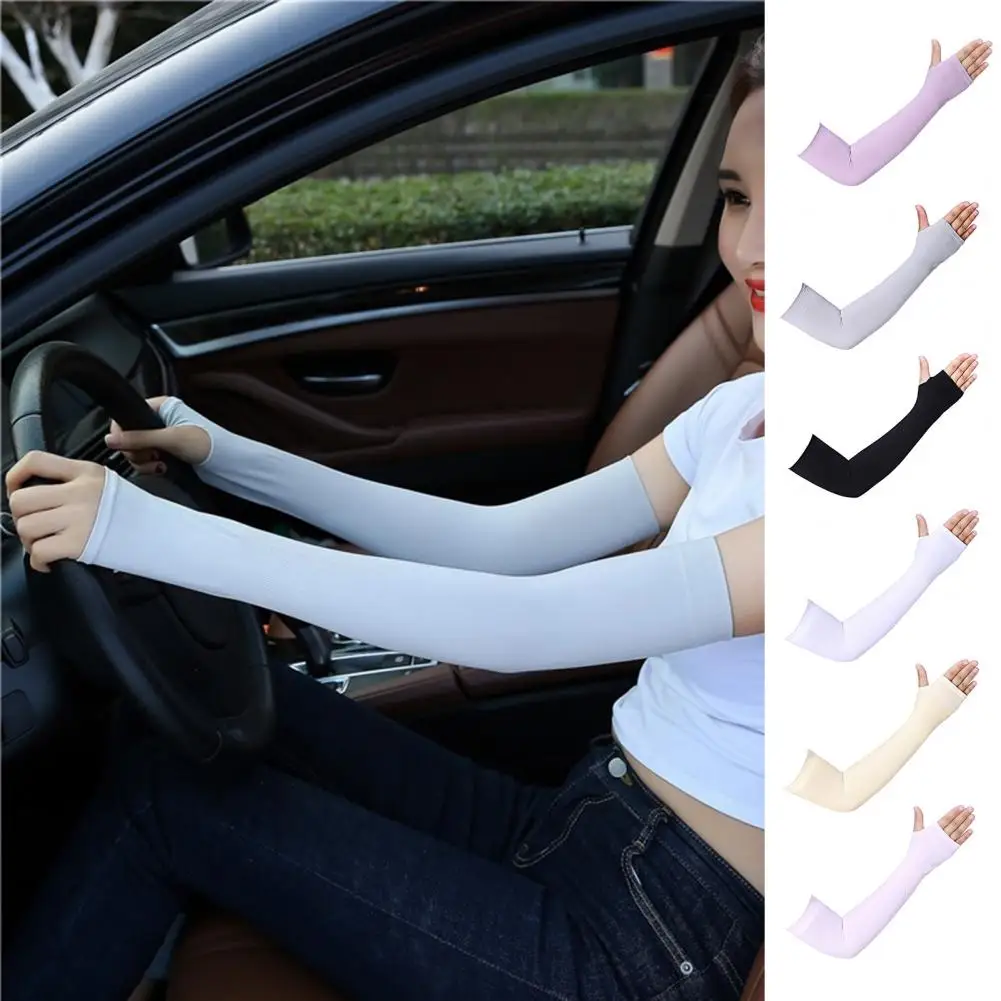 

1 Pair Arm Covers High Elasticity Wicking UV-protection Sun Protection Nylons Sweat Absorption Sunshade Arm Sleeve Summer Use