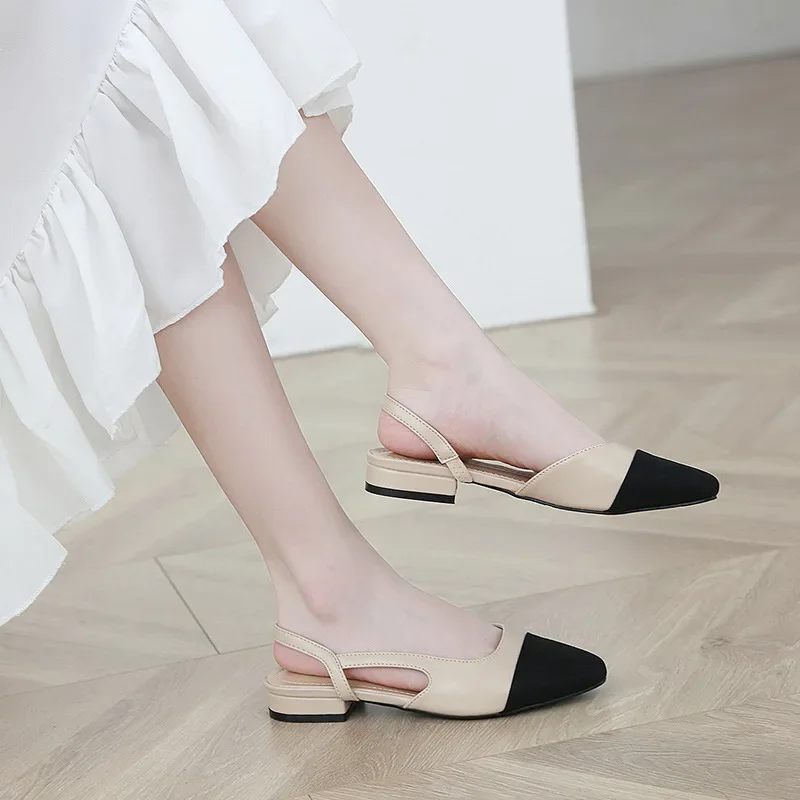 MAGLINS Sandals Women Slingbacks Shoes High Heels Natural Genuine Leather Thick High Heel Cow Leather Mixed Colors Pumps Ladies women slingback sandals,women high heels shoes