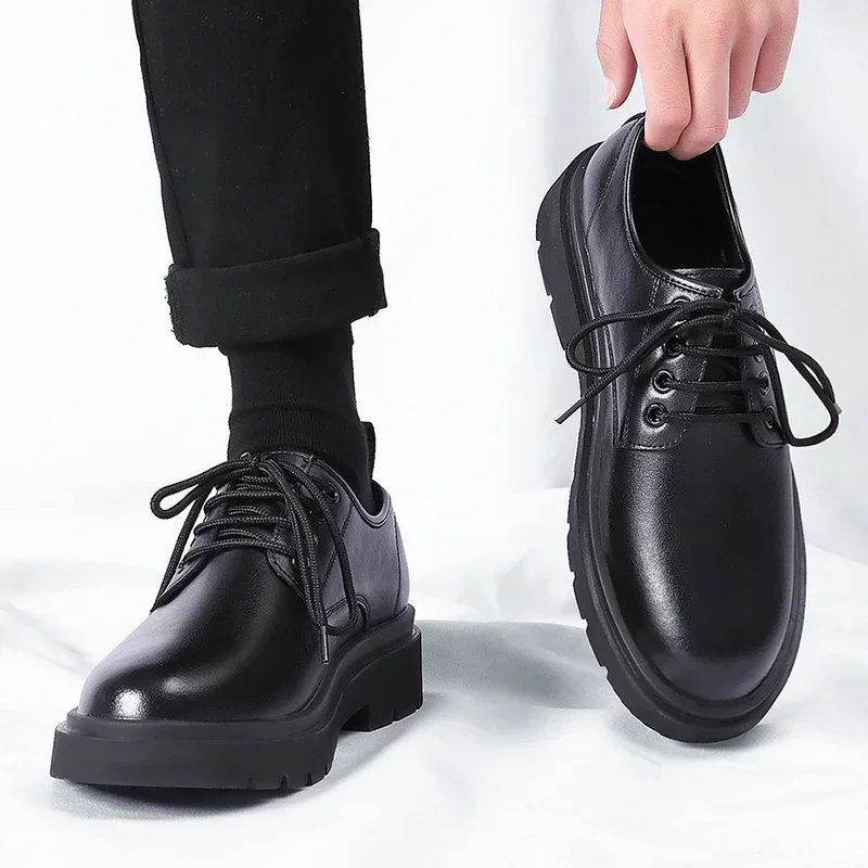 

Brand Spring Summer Hollow Men Dress Shoes Lace Up Casual Black Leather Shoes Men Loafers Luxury Wedding Party Male Shoes men