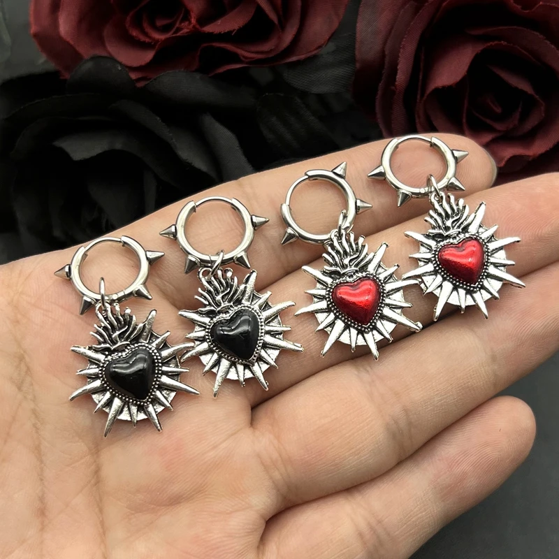 Nocturnal Succubus Heart Hoop Earrings main image 1