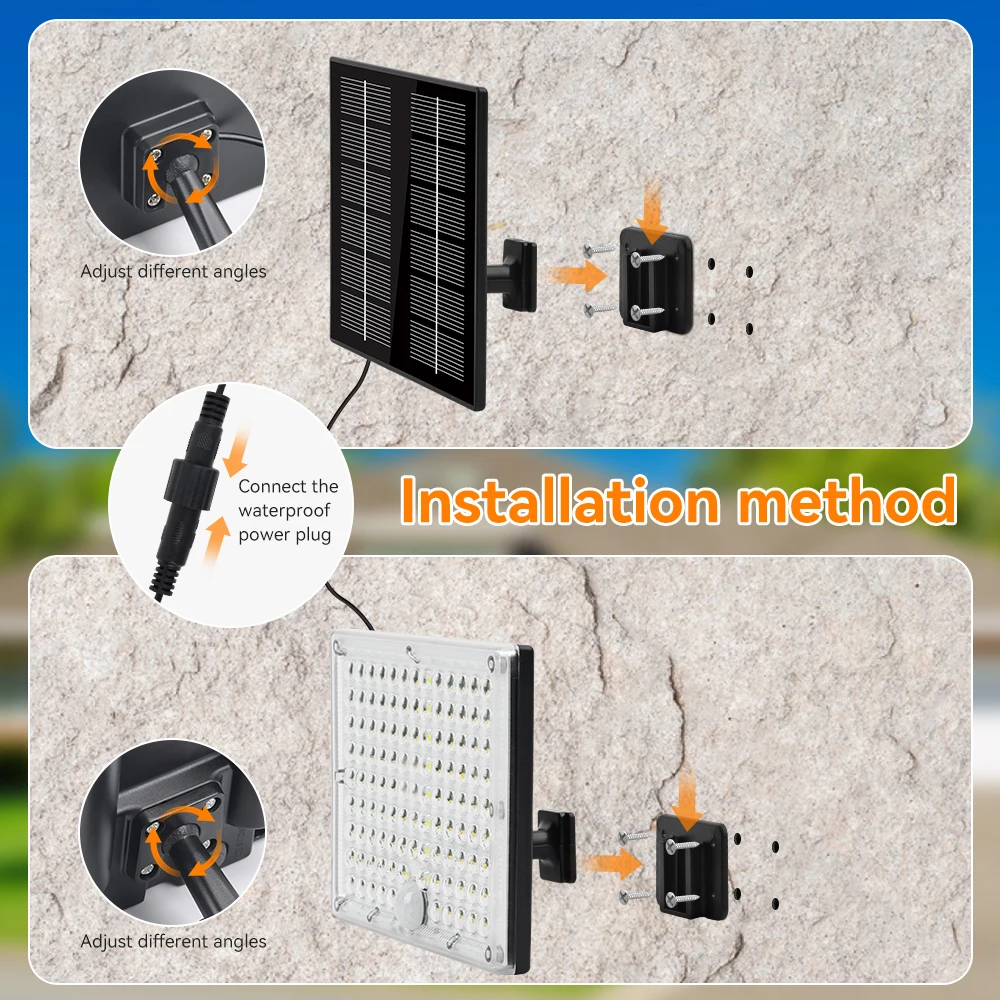2er-Pack/1 Set LED Solarleuchten für Außen mit Bewegungssensor, Sicherheitsflutlicht IP65 Wasserdicht für Terrasse, Garten und Garage – Detail 18
