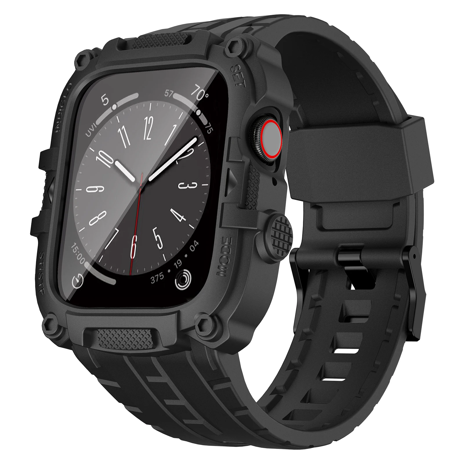 

Rugged Bands Protector for Apple Watch 45mm 44mm Strap with Case iWatch Series 8 7 6 5 SE 4 3 Silicone Band Protective Bumper