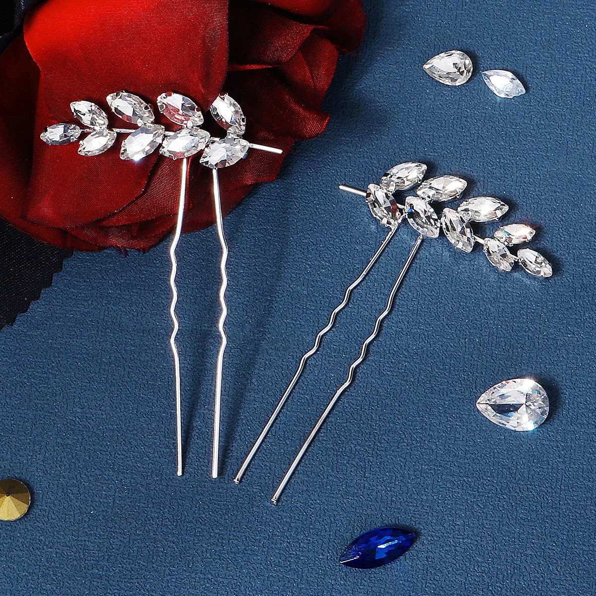 Leaf Crystal Bridal Hair Pins Women Rhinestone Wedding Hair Accessories Jewelry Bride Hairclips 2 or 4pcs/set hair accessories bridal hair accessories
