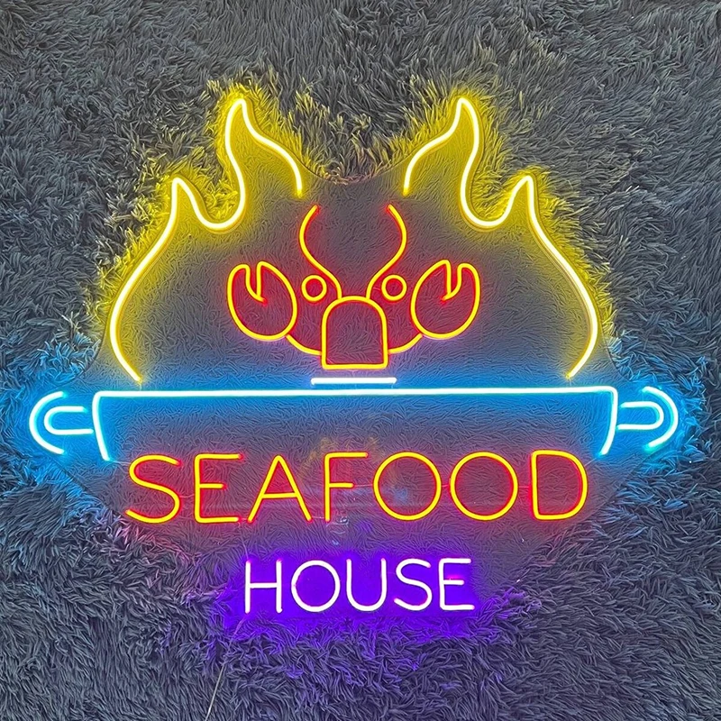 

Seafood Neon Sign for Restaurant Kitchen Wall Decor Neon Light Signs Bar Shop Hangings Custom Neon Lights Personalized Gifts