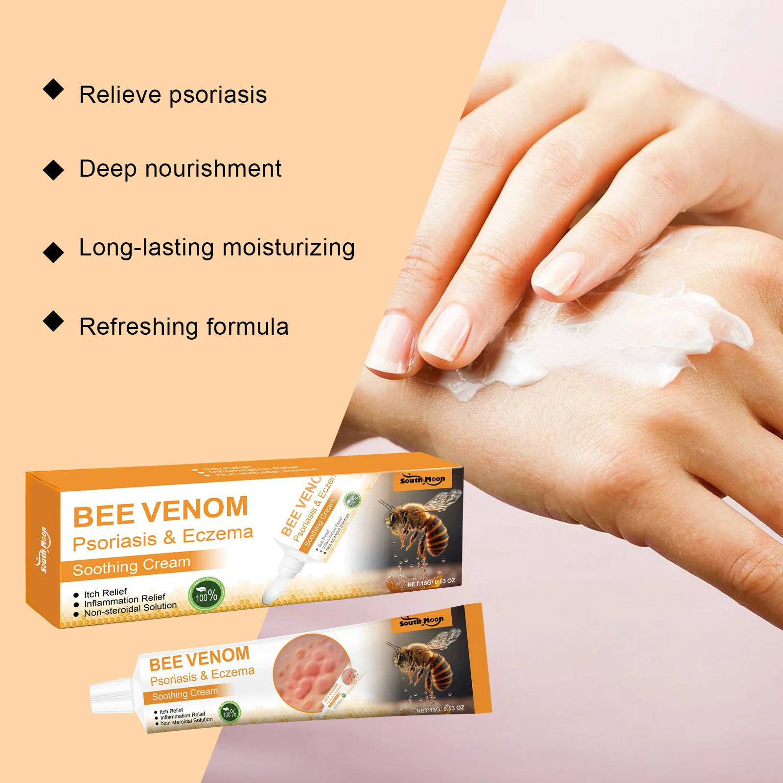 Bee Vonom Psoriasis Treatment Cream Eczema Urticaria Skin Itching Swelling Antibacterial Relieve Rash Desquamation Ointment Care