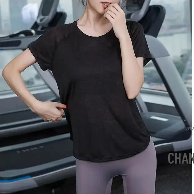 여성용 스포츠 상의, 고급 피트니스 상의, 슬림 요가 스피도, 통기성 루즈 반팔 체육관