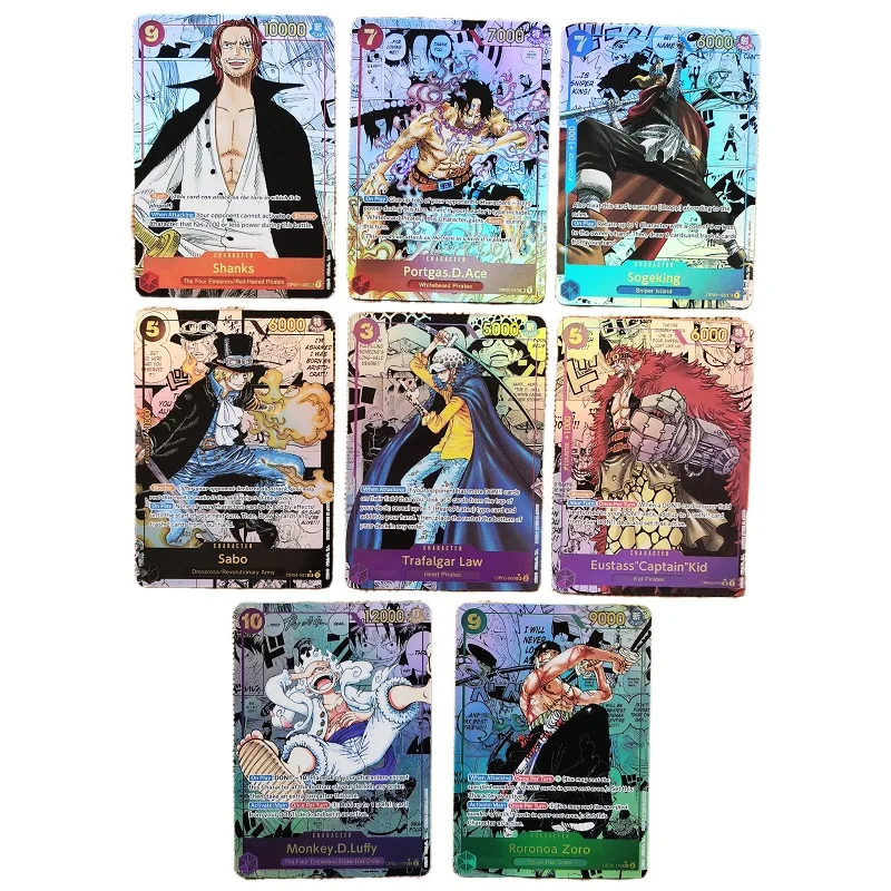 Anime One Piece Japanese English Version OPCG Comics Replica Zoro Ace Shanks Nika Luffy Kid Law Game Anime Collection Cards