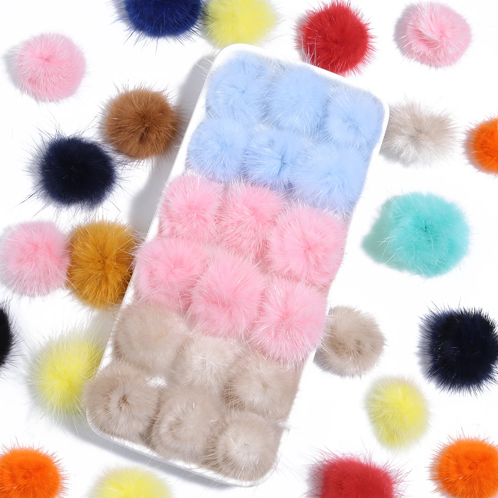 10/20 Stück Nerz-Pompom, 30 mm, Plüschfellknäuel, DIY-Pompon zum Aufnähen, gestrickt, Schlüsselanhänger, Schal, Schuhe, Hüte, DIY-Handwerk, Haar-Accessoires – Detail 4
