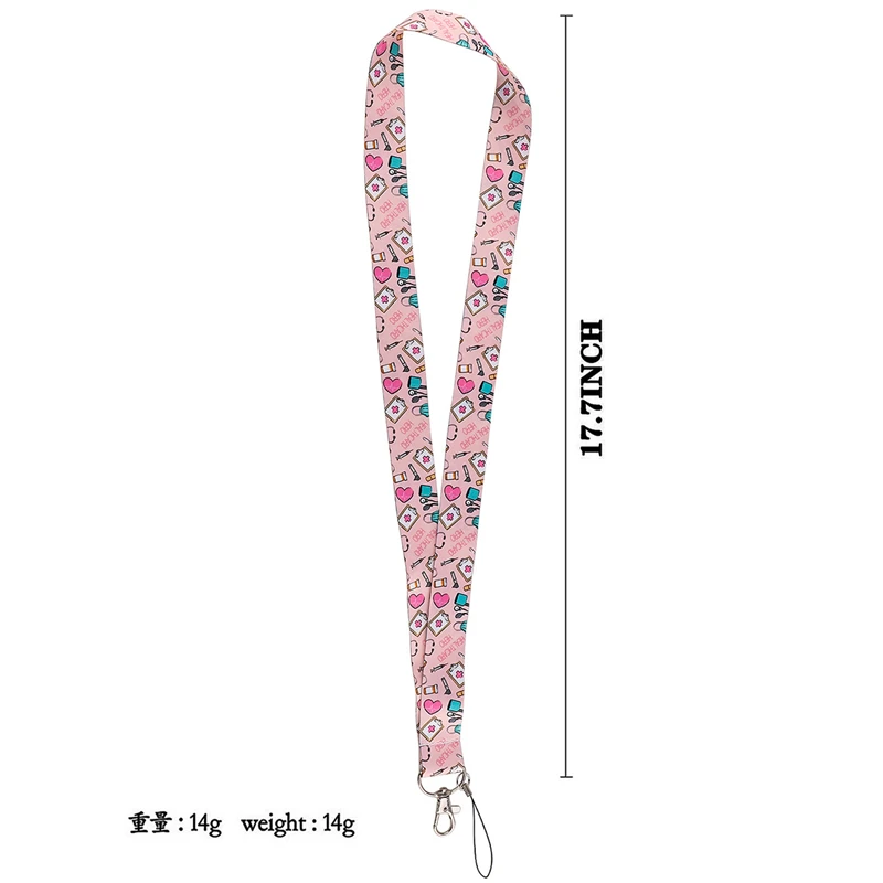 Pink Doctor Nurse Neck Strap Lanyards ID badge card holder keychain Mobile Phone Strap Gift Ribbon webbing necklace Decorations badge holder badge holder keychain hanging neck strap