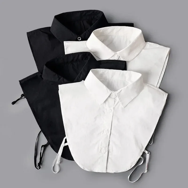 Women's Cotton Fake Collar Shirt Detachable Black White Collars Fashion Solid Color False Blouse Unisex Clothing Accessories fake collar,detachable collar shawl
