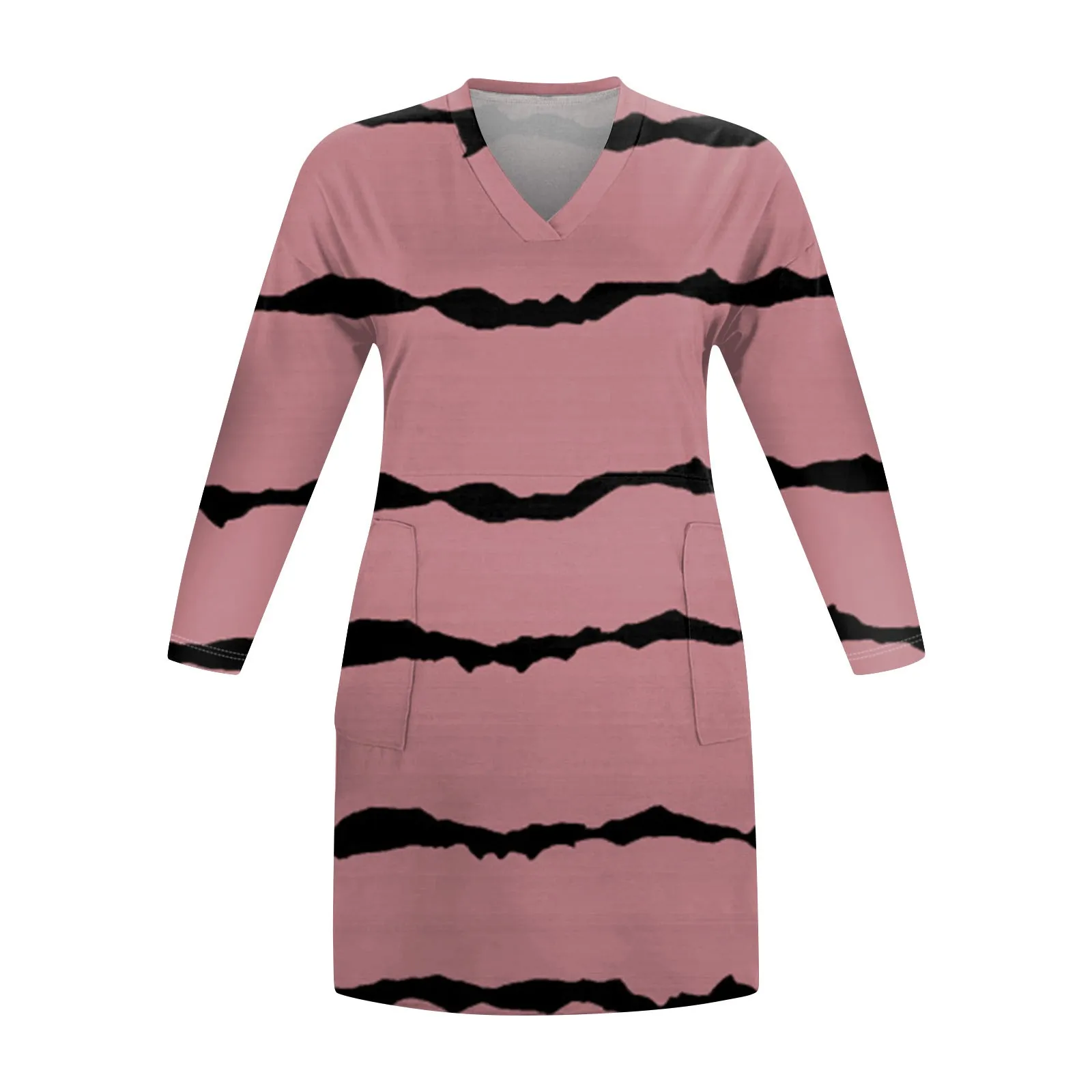 

Женское модное Повседневное платье большого размера с длинным рукавом и V-образным вырезом