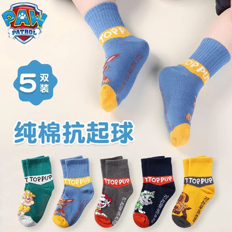 100% Genuine Paw patrol 10PCS=5Pairs Children's Socks boys Girls Spring & Autumn Styles Cotton Socks Age 3-8 Years High Quality 6