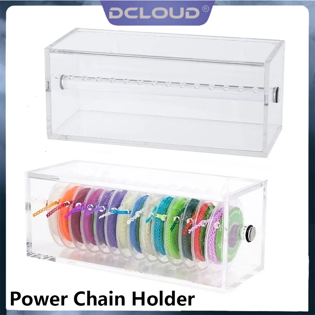 1Pc Dental Chains Organizer Box Orthodontic Power Chain Box Acrylic Elastic Rubber Bands Chain Dispenser Placer Storage Case