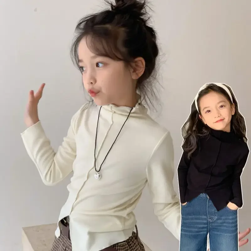 

2023 Autumn and Winter Middle and Big Children Girls' Bottoming Shirt Stretch All-Matching Top