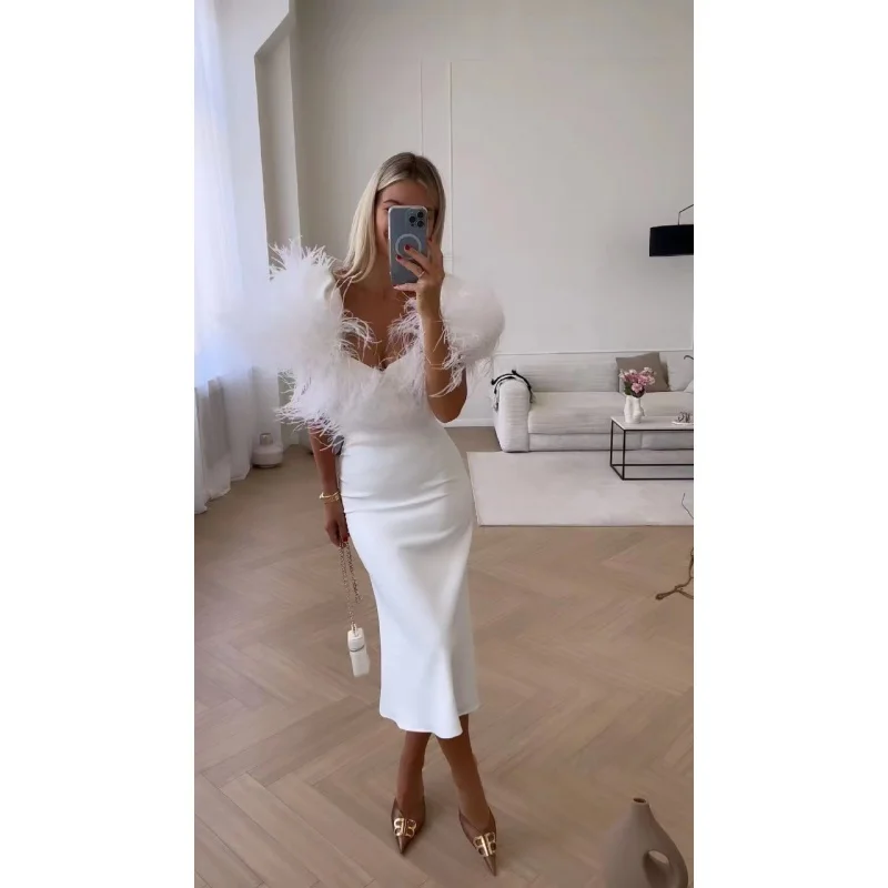 

Gy24086 Fashion Feather сексуальное обтягивающее платье Szgy