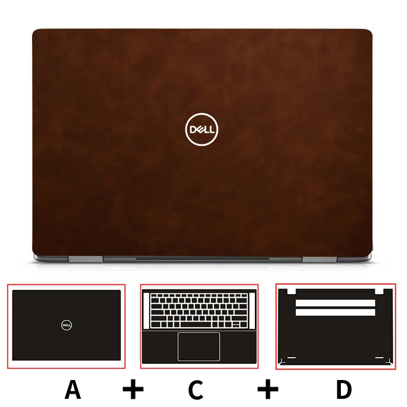 Elegant Leather Full Body Laptop Case with Stylish Sticker Cover