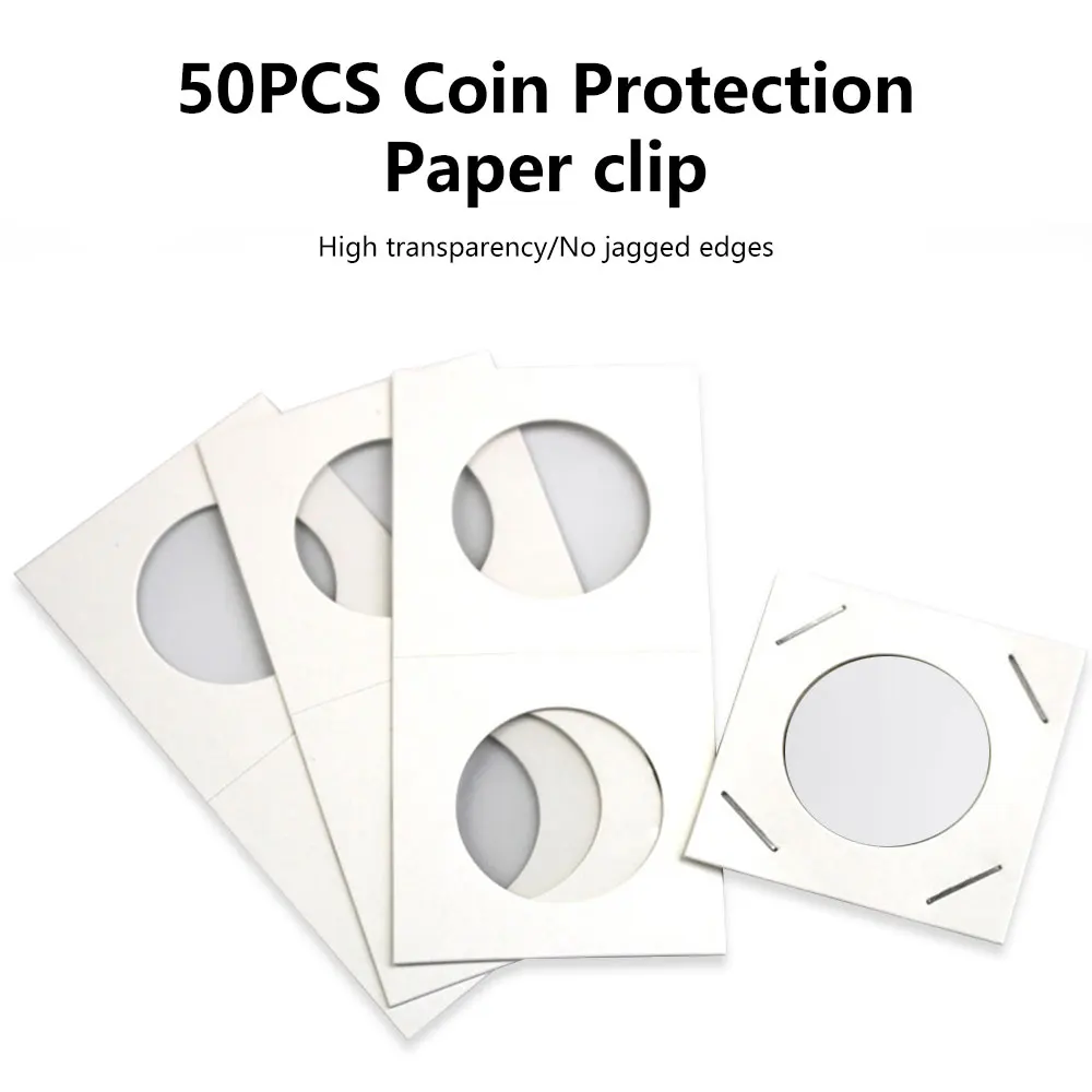 

50pcs 17.5-40mm Coin Holders Storage Clip Case Paper Bags Flip 2x2 Flips Paper Boards Coin Collection Coin Album Display Sheet