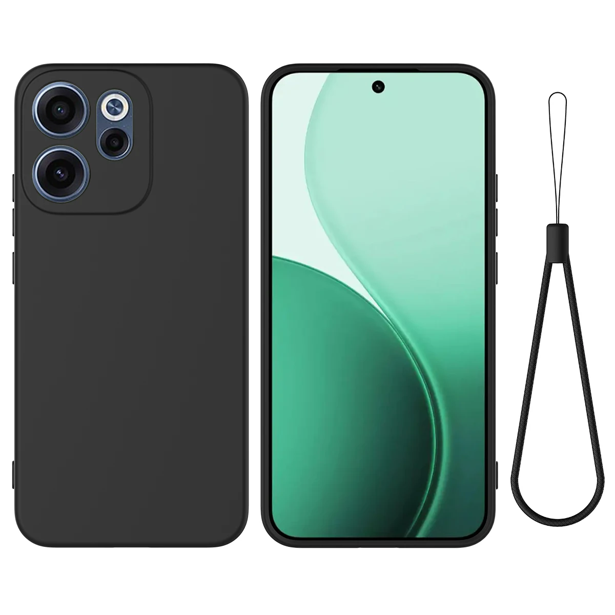 Liquid Silicone Skin-Friendly TPU Anti-Drop Case with Lanyard - Shockproof