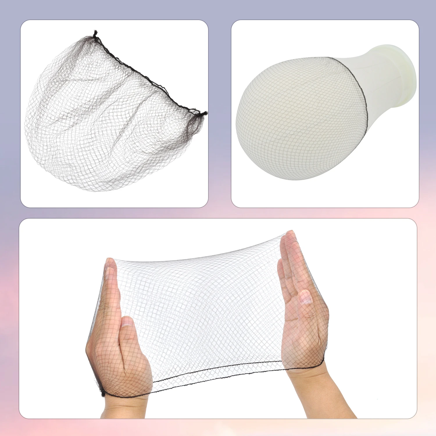 100pcs/lot  21” Inches Comfortable Invisible Durable Elastic Lightweight Honeycomb Nylon Hair Net for Food Service, Ballet Bun,