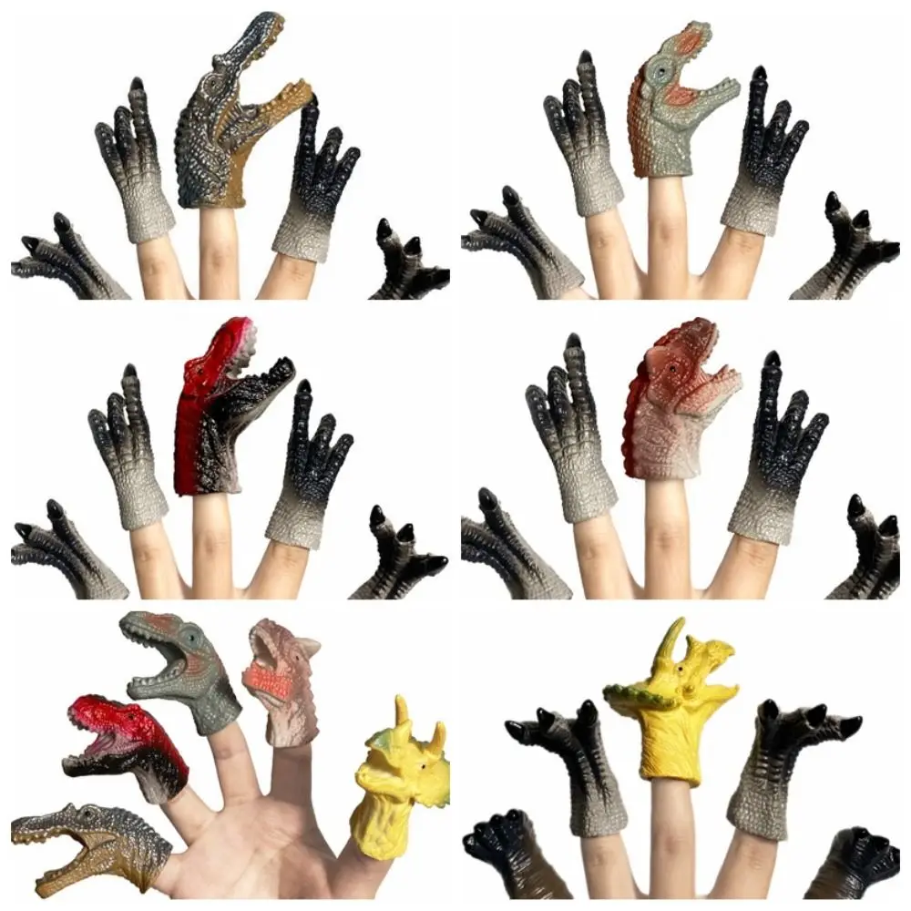 5pcs Hand Puppets Dinosaur Finger Puppet Toys Finger Doll Cartoon Dinosaur Finger Mini Baby Animals Model Rubber Funky 1 set finger puppets set baby felt doll hand cartoon family hand puppet cloth theater educational toys for kids gifts