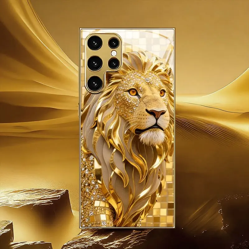 Golden Lion Weiyi Pattern Electroplated Gold Mobile Phone Case