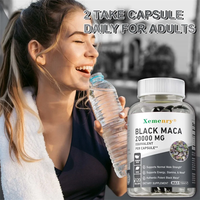 Energy Booster Black Maca Root Supplement Improves Strength Endurance and Mood Enhances Performance and Boosts Energy