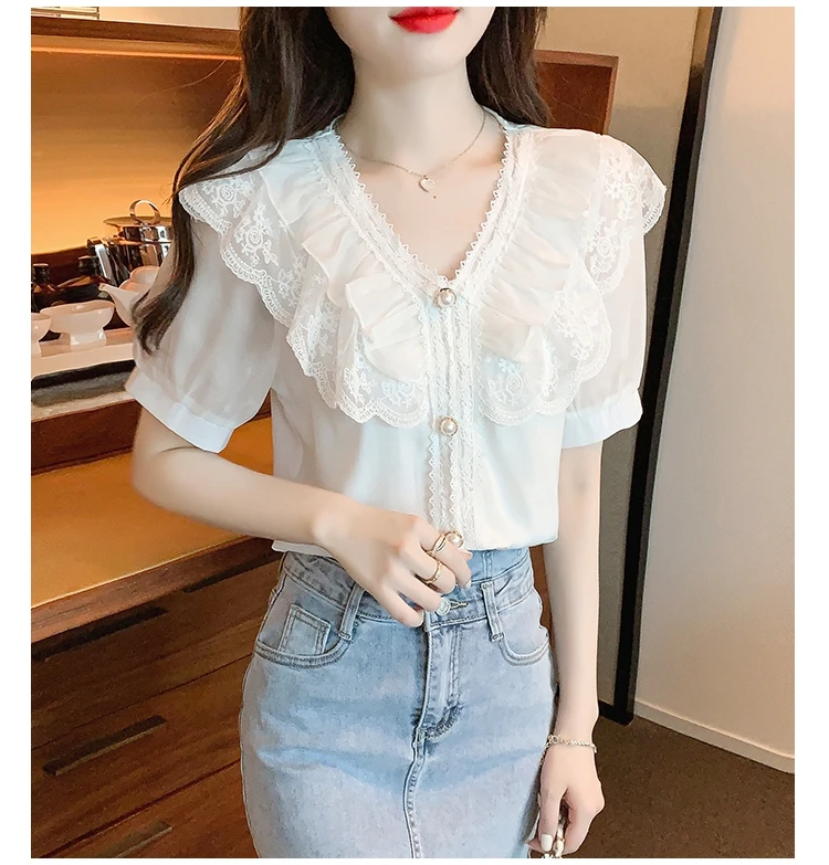 売れ筋商品|||セセ カットソー トップス レディース Women's Printed Ruffle-Trimmed Puff-Sleeve Blouse New Ivory 81AXX+ZuH0L._UY350_.jpg