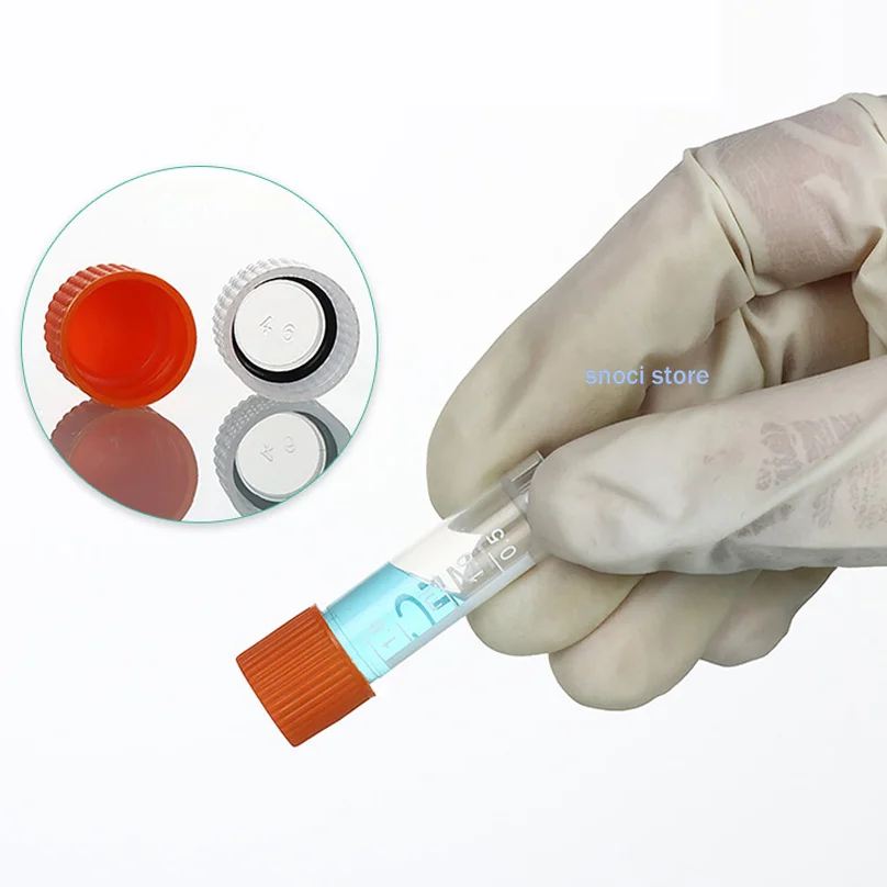 100 Stück 1,8 ml Kunststoff-Fläschchen mit Graduierung, Probenflaschen-Aufbewahrungsbehälter, Röhren mit Schraubverschluss, Röhrenaufbewahrungsbox für Experimente – Detail 4