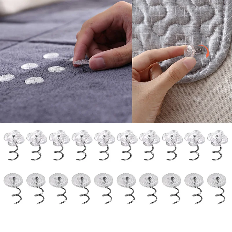 Sewing Pins 50/100pcs Transparent Twist Nail Pins for Sofa Sheet Plastic Head Pin Screw Fastening Safety Buckle for Fixed Blankets