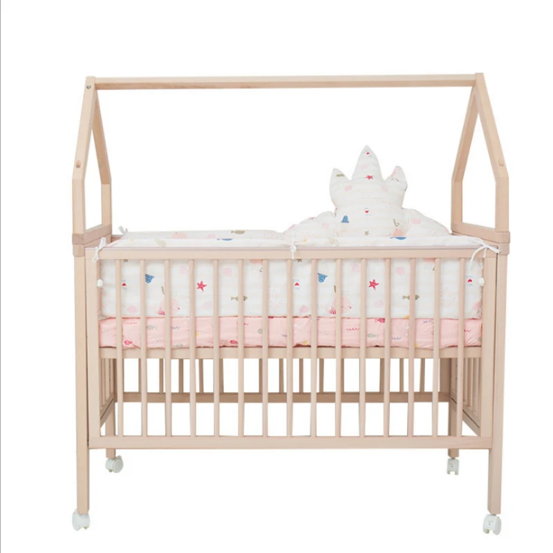 

Wooden simple multi-purpose crib baby cradle movable