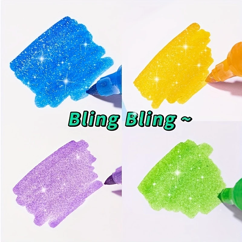 양면 2색 반짝이 펜 마커 세트 쉬머 마커 반짝이 쓰기 드로잉 펜 크리스마스 생일 DIY 예술