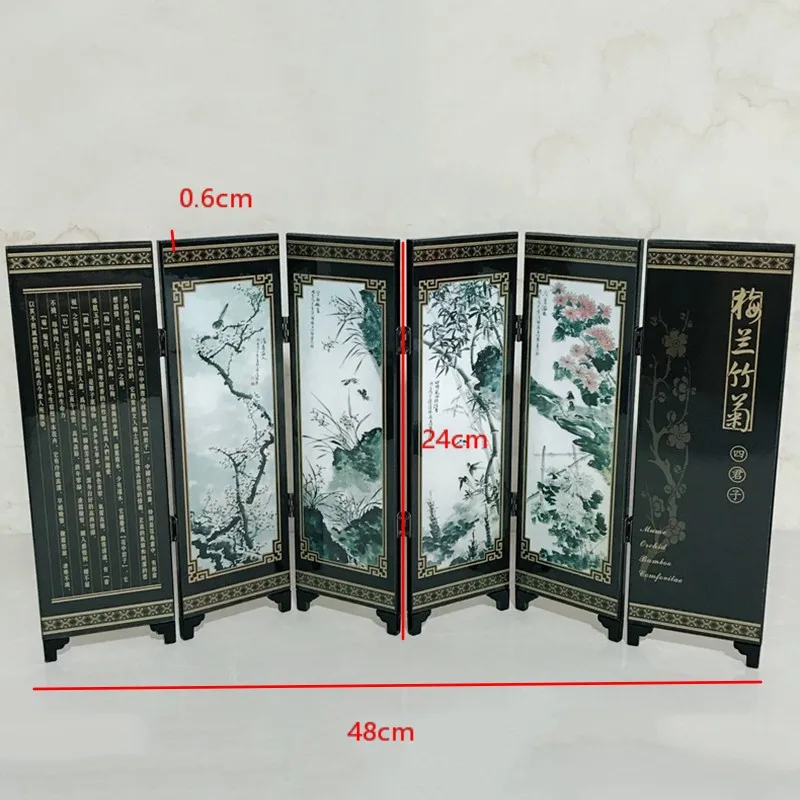 꽃 대나무 방 칸막이 목재 접이식 파티션, 비즈니스 스크린 선물, 내구성 사무실 6 패널, 최신 브랜드 신제품 