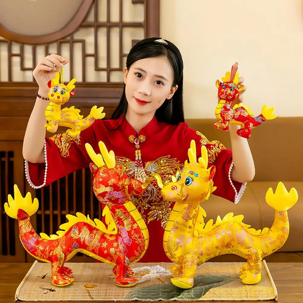 Cartoon Dragon Mascot Plushies Ornament Year of 2024 Dragon Plush Ornaments Stuffed Pillow Home Decor Chinese New Year Gift 2