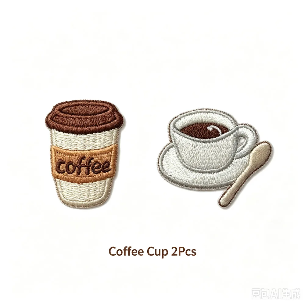 2-12pcs Coffee Bread Embroidery Patches Iron‑on Mini Food Applique for Clothing Backpack Notebook Jeans DIY Sewing Decor