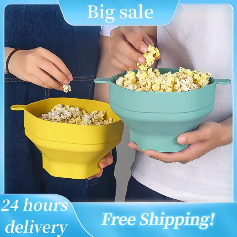 Ciotola Per Popcorn In Silicone Con Coperchio Secchio Per Popcorn A Microonde Creatore Di Popcorn Pieghevole Creativo Popcorn Resistente Alle Alte Tem
