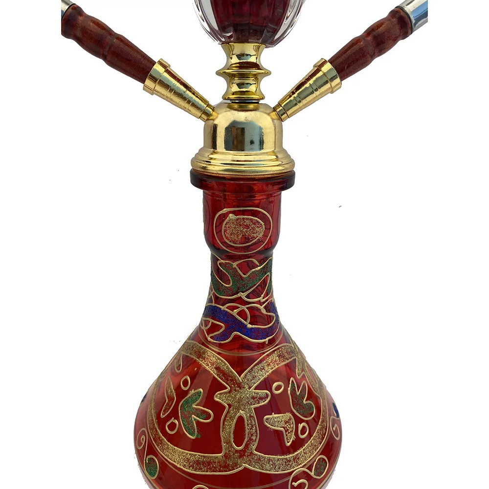 Double Tubes Shisha Hookah Beautiful Water Pipes Shisha Hookah Glass Metal Made Whole Set Gift Box Package