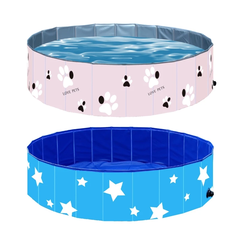 

Durable PVC Foldable Pet Bathtub Portable Folding Dog Bathtub Wooden Bottom Swimming Bath Pond Dog Pool Baby Pet Bath Tub