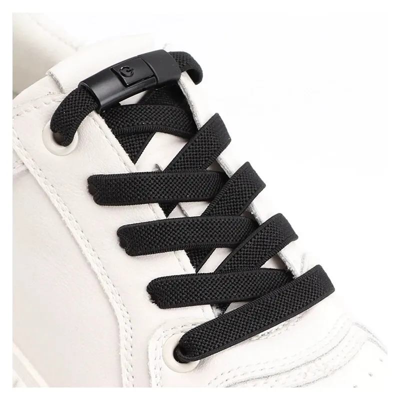 Shoelaces 8MM flats shoe laces without ties sneaker elastic colorful press metal lock convenient fast