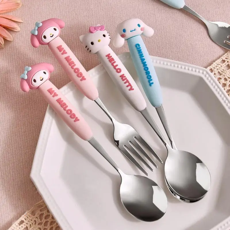 

Набор из 2 предметов Hello Kitty Kawaii Sanrio My Melody Cinnamoroll посуда Детская домашняя мультяшная Милая Ложка Вилка из 304 материала