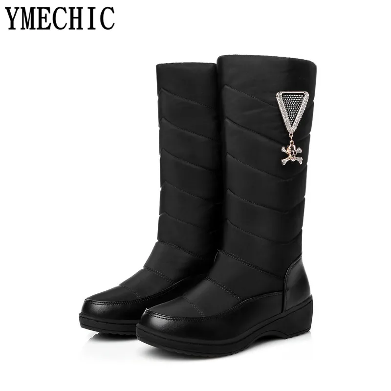 

YMECHIC 2023 Winter Boots Blue Black Red Platform Women's Snow Boots Female Ladys Thick Fur Snow Shoes Footwear Plus Size 44
