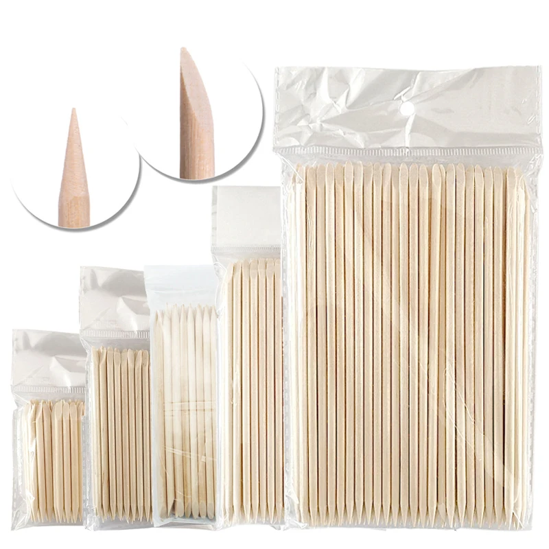 100Pcs/500Pcs Holz Häutchen Pusher Sticks 63/75/95/105/127/150/178MM Für Gel Polnisch Entfernen Sauber Pediküre DIY Design Punktierung Werkzeug – Detail 1