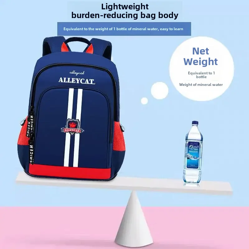 남아 여아용 경량 어린이 학교 가방, 무거운 부담 방지, 척추 보호, 이중 어깨 스트랩, 1-6 학년