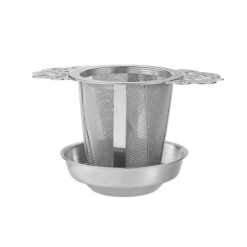 Infusore Per Tè A Forma Di Foglia, In Acciaio Inox Con Manico In Silicone, 2 Pezzi (verde E Arancione), Con Vassoio Antigoccia