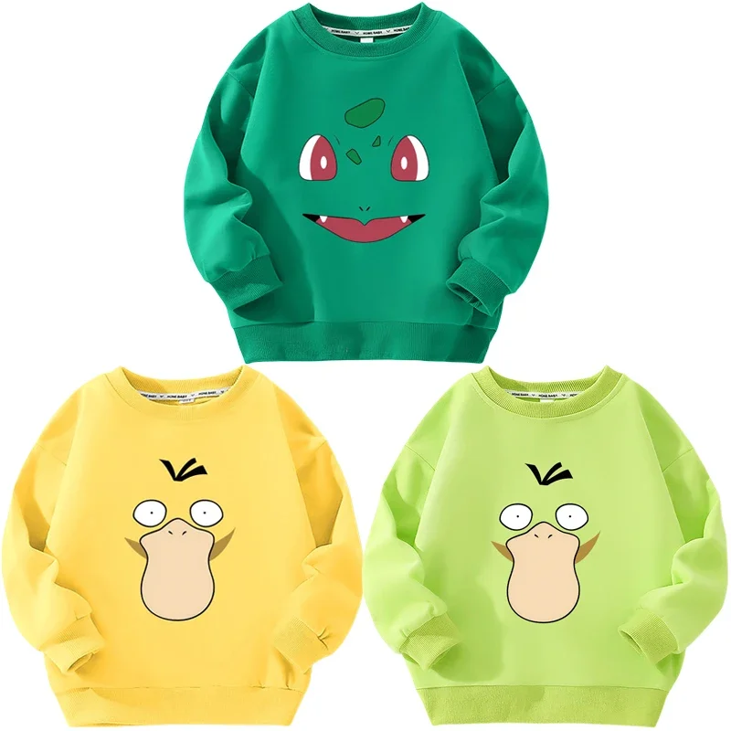 

Pokemon Bulbasaur Psyduck Anime Cartoon Cute Children Spring Autumn Clothing Pullover Sweater Boys Girls Hoodies Sweatshirt