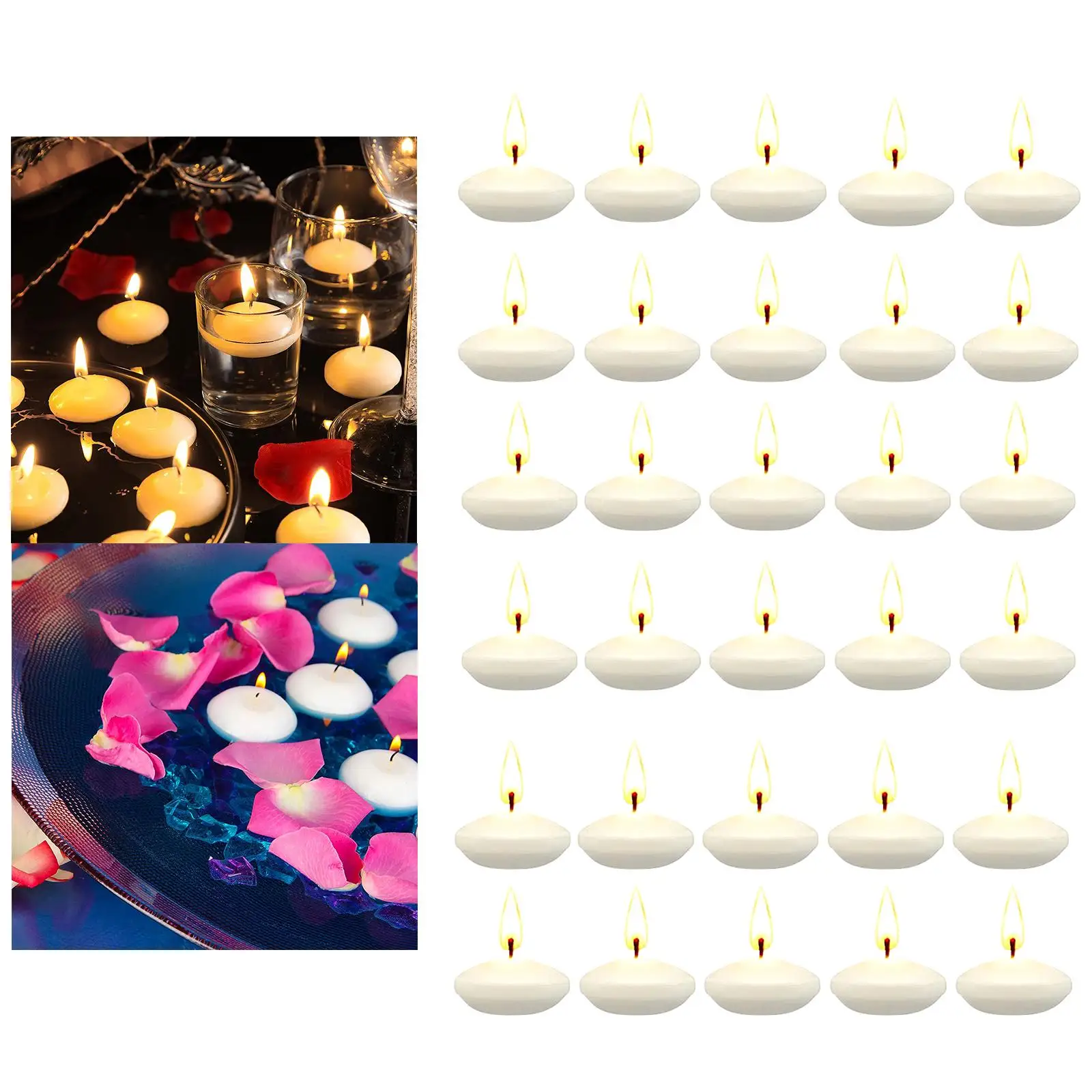 https://ae01.alicdn.com/kf/Sd0ed685d177e4edcb256cbbabd4330d8l.jpg 30Pcs Romantic Unscented Floating Candles DIY Round Decor Party Supplies for Dinners Anniversary Weddings Valentines Events
