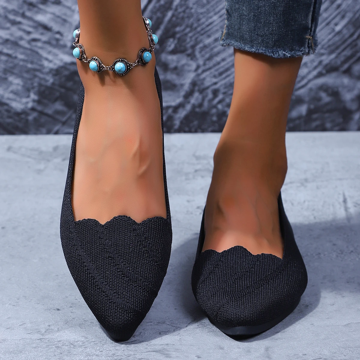 Women Flats Women Solid Slip Designer Casual Breathable Mesh Shoes Women Loafers Comfortable Shoes Pointed Toe Flat Shoes - 6