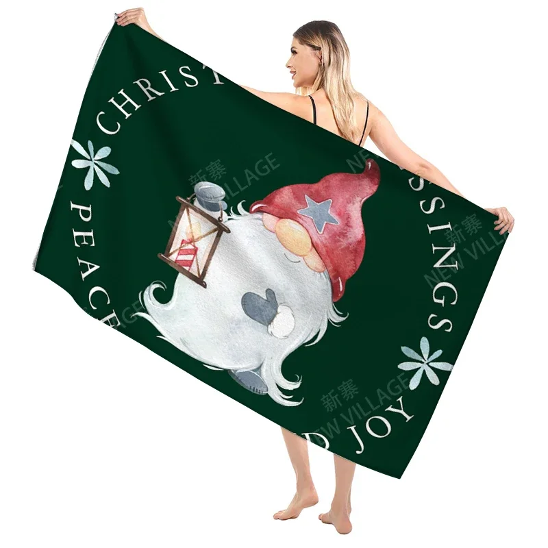 Christmas Pattern Bathroom Adult Soft Bath Towel Sauna Large Beach Towel Fitness Towel Hotel Women's Shower Quick Drying 5