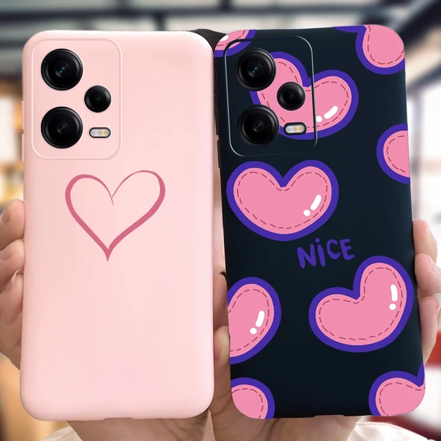 Case For Xiaomi Redmi Note 12 Pro Phone Case Fashion Pink Black Silicone  Letters Cover For Xiaomi Redmi Note12 Pro Plus 5G Funda